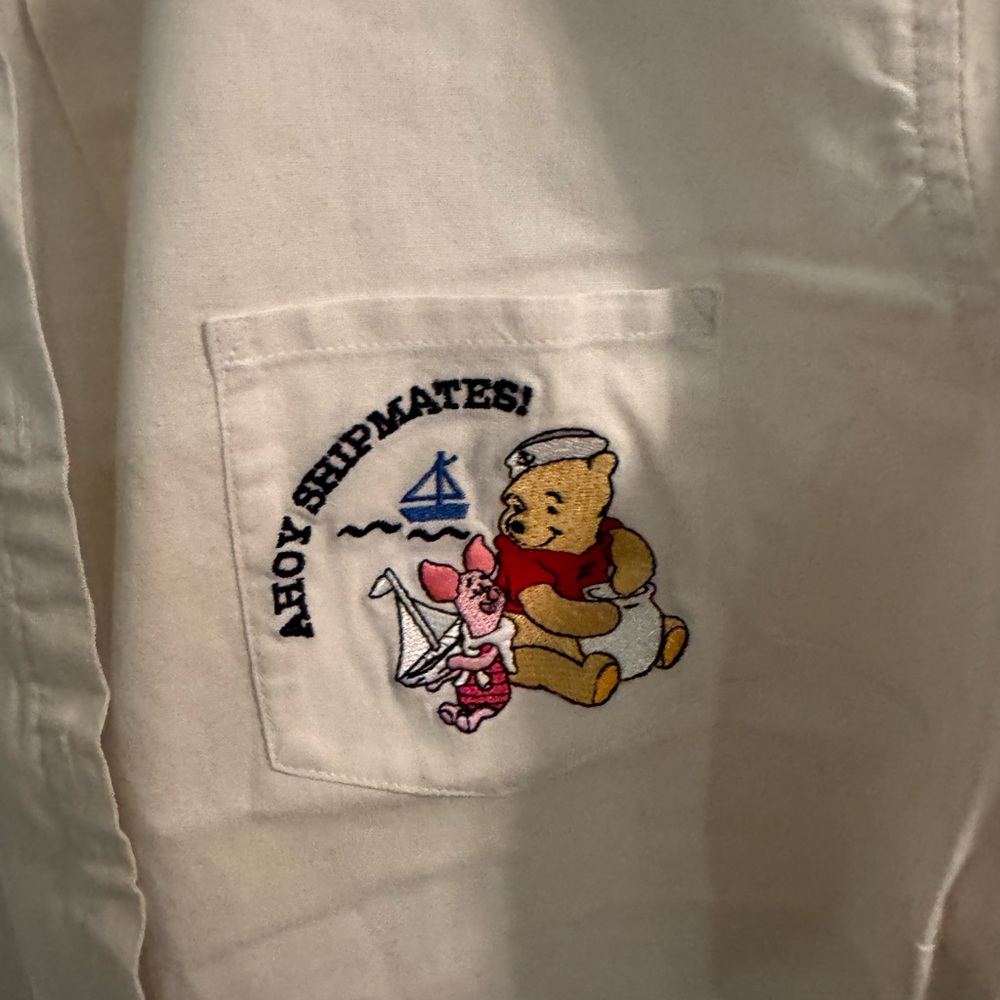 Disney White Blouse with Winnie the Pooh and Piglet Embroidery